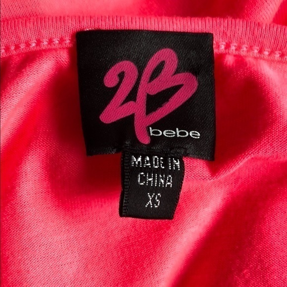2B Bebe Hot Pink Fringe Top‎ Size XS - Picture 4 of 4
